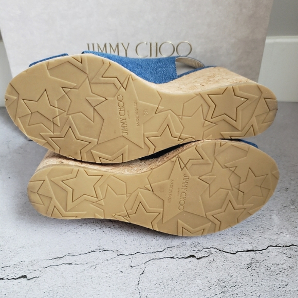 Jimmy Choo Denim Amery 105 Sz 38 - Picture 10 of 12